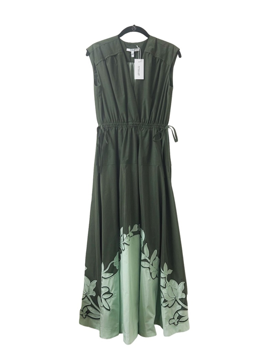 A-Line Green V Neck Maxi Dress Derek Lam 10 Crosby NWT Nara - Picture 3 of 12